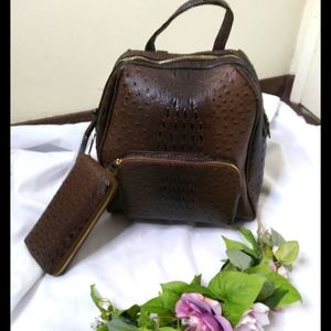 Handbag Republic Classic Faux Crocodile Skin Back Pack Set.